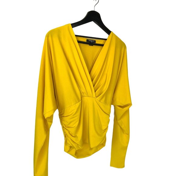 Marciano by Guess Yellow Kimono Long Sleeve V Neck Top Medium - Picture 2 of 9